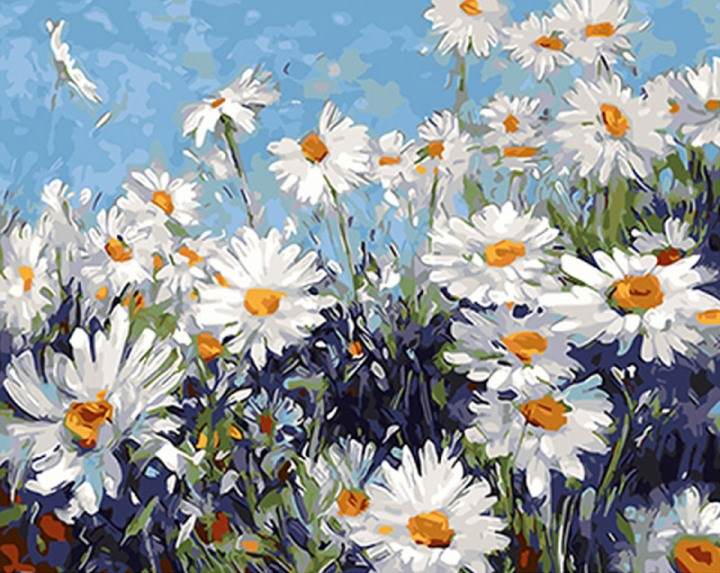 White Flowers Paint By Numbers Diy Kit Acrylic Paint Home Decor Painting Art Academ Shop Academ Shop