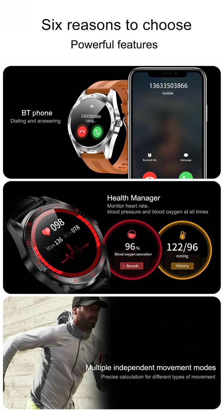 Smart Watch For Android iOS Phones AMOLED Bluetooth Call Smart Watches For Men